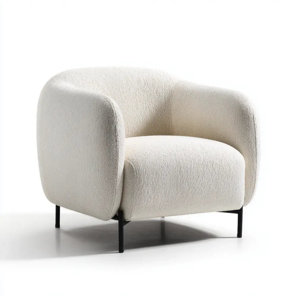 Armchair Boucle Upholstery 85x80x75 cm - Off-White - Contemporary Design