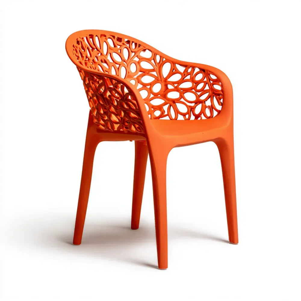 Patio Lounge Chair - Plastic Outdoor 85x60x60 cm - Orange - Modern Design