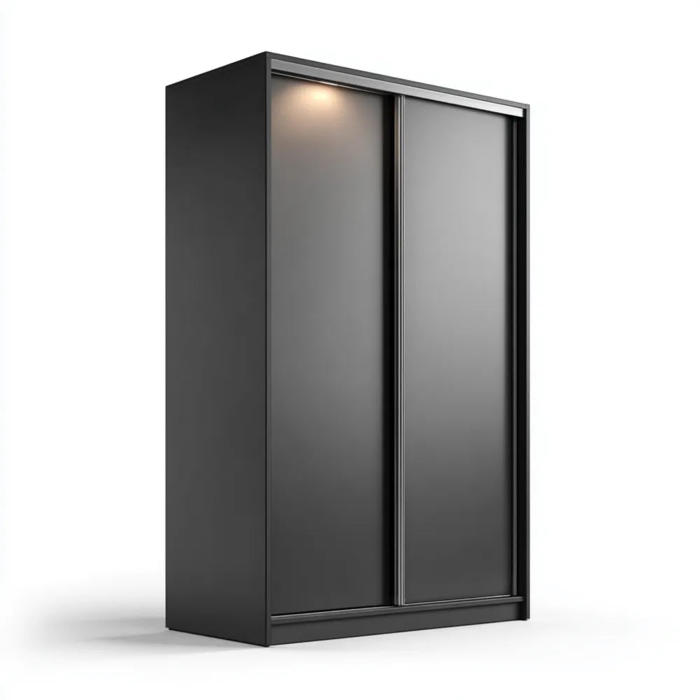 Steel Wardrobe 180x60x200 cm - Black - Modern Design